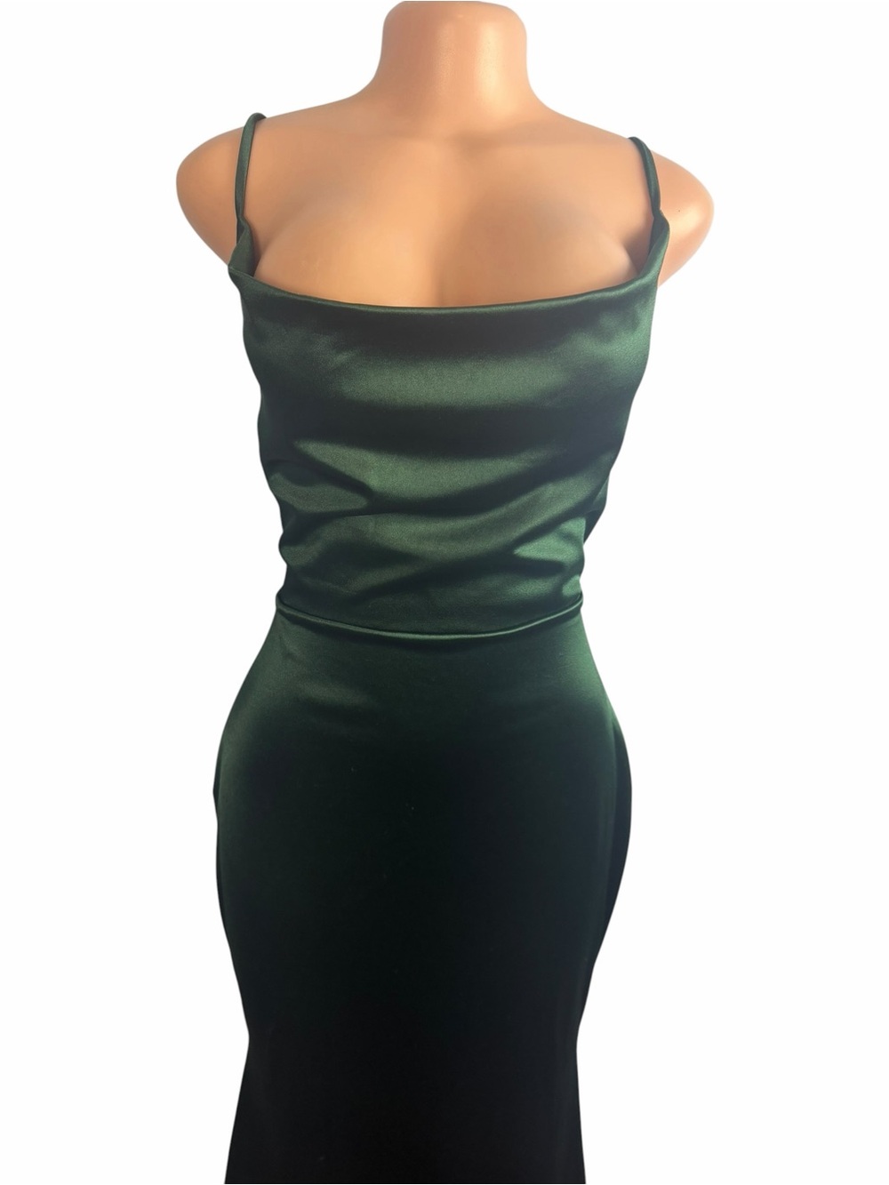 Windsor Hunter Green Satin Maxi Dress - Picture 4 of 10